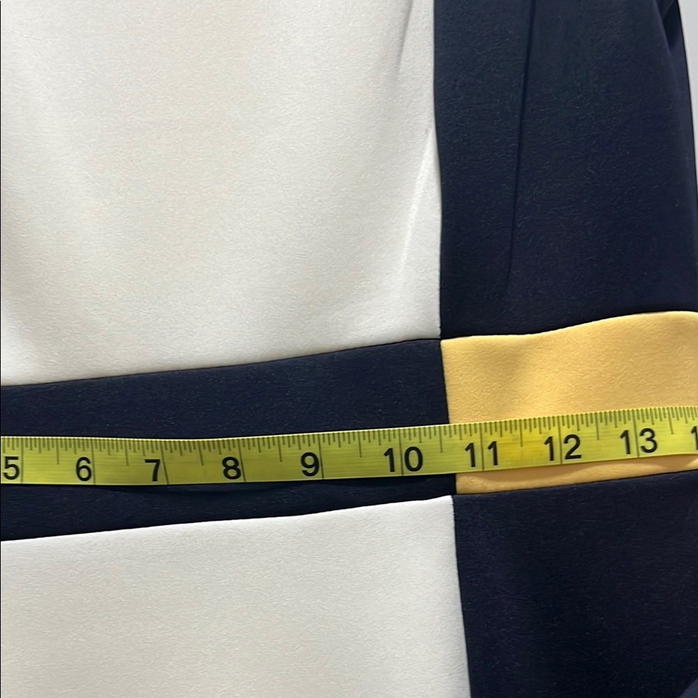 Elegant Color Block Dress - Navy, Ivory, and Yellow - Picture 5 of 5